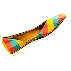 Rollie Womens Ballet Flats Shoes Rainbow Stripe Plaid 37 US 6.5 Maximalism Fun